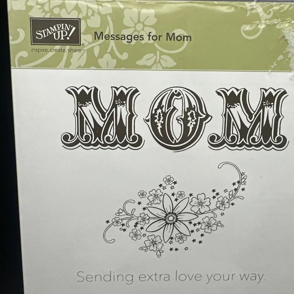 NEW Stampin Up Stamp Rubber Message For Mom Mother's Day Birthday Flower Love